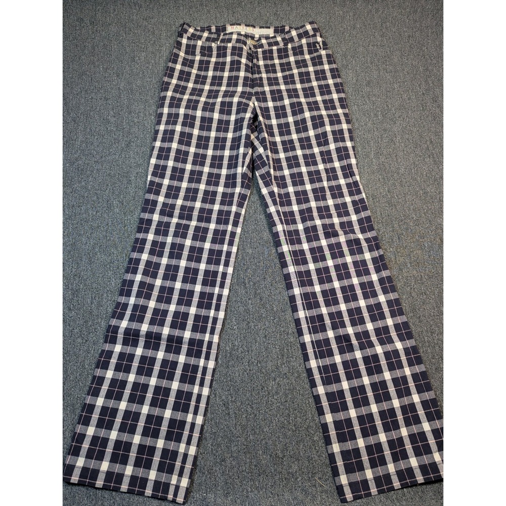 Masters Golf Fashion Plaid Trousers Navy White Pink Straight Leg Austria Size 10